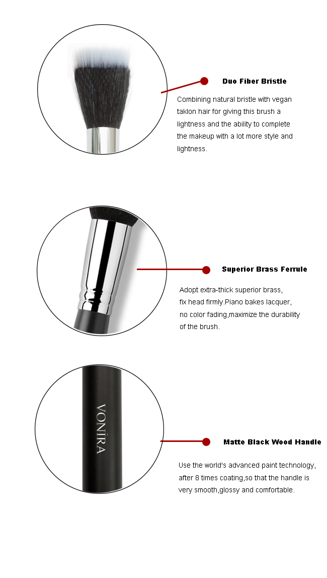 Duo Fiber Face Makeup Brush With High Quality Natural Goat Hair And Vegan Taklon