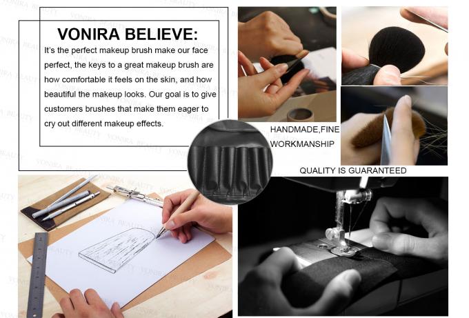 Customized Roll Up Makeup Brush Bag With Brush Holder , Roll Up Cosmetic Bag