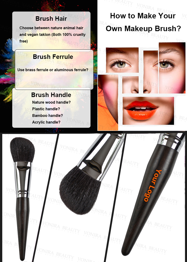 Curved Facial Sculpting Brush With High Grade Brown ZGF Goat Hair