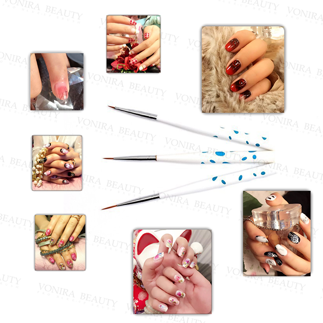 Fabulous Nature Pure Kolinsky Round Nail Art Brushes With Gold Ferrule And Black Handle 15 PCS