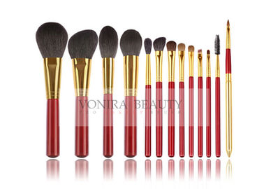 Animal Hair Makeup Brushes With Classic Match Bright Red Handle And Gold Ferrule