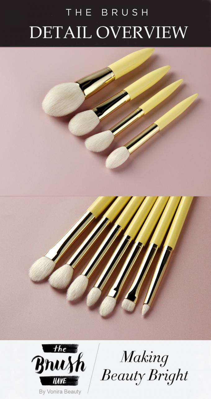 Custom Professional 13 Pieces Gold Yellow Natural Goat Hair Makeup Brushes