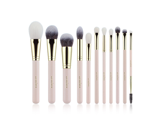 Vonira Brand New Basic 11 Pieces Makeup Brushes Collection Set de Brochas de Maquillaje Profesional Pink Gold Nude Color