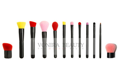 Pretty Summer Rainbow Makeup Brushes With Classic Glossy Black Handle And Aluminum Ferrules