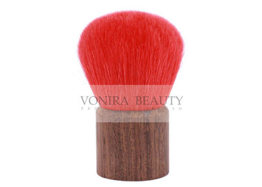 Red Goat Hair Walnut Handle Kabuki Powder Brush With Zipper Case Packing