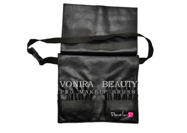 Professional PU Cosmetic Makeup Brush Bag with Artist Belt Strap Black