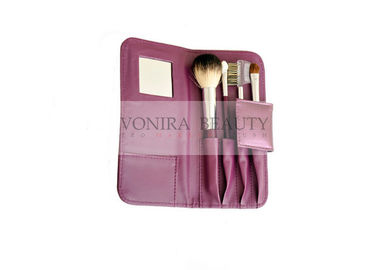 Custom Travel Cosmetic Makeup Brush Gift Set Nature Bristle And Mirror Purple Case