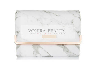 Customized Portable Marble PU Leather Makeup Brush Bag Cosmetics Case