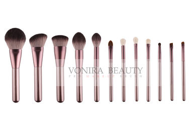 Personized 12PCS Vegan Synthetic Hair Makeup Brushes Rose Gold Ferrule