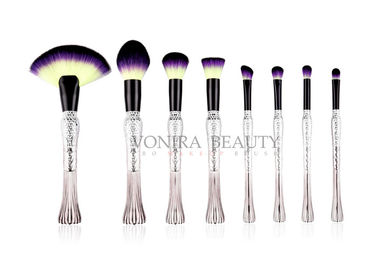 Synthetic Hair Mass Level Makeup Brushes Kit Shiny Vased - shaped Silver Handle