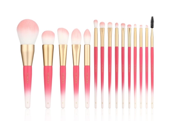 Vonira 15 Pieces Makeup Brushes Set Gold Ferrule Gradient White Pink Color