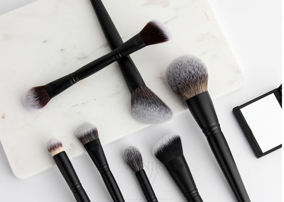 Vonira Professional Dual Ended Makeup Blush Contour Brush Double Sided Highlighter Bronzer Brush with Black Handles