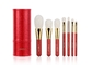 Vonira Professional Christmas Makeup Brushes Set 7pcs Glitter Cosmetic Brush Tool Kit for Girls Birthday Gift Red Color
