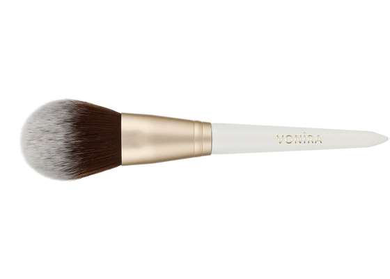 Vonira Beauty Studio Makeup Flat Powder Brush With Golden Aluminum Ferrule Birch Wooden Handle