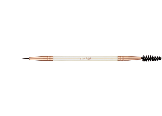 Vonira Beauty Dual Eyeliner Mascara Makeup Brush Double Ended With Aluminum Ferrule Birch Wooden Handle