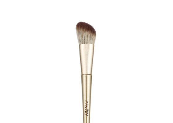 Vonira Beauty Studio Makeup Angled Blush Brush Contour Cheek Brush With Golden Aluminum Ferrule Birch Wooden Handle