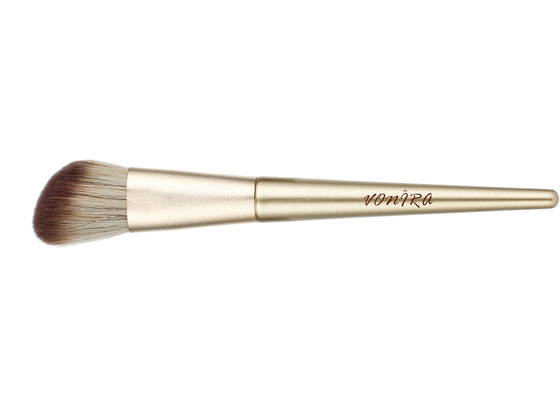 Vonira Beauty Studio Makeup Angled Blush Brush Contour Cheek Brush With Golden Aluminum Ferrule Birch Wooden Handle