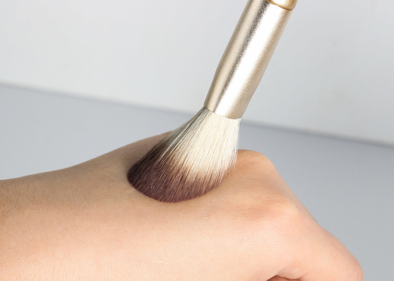 Vonira Beauty Studio Makeup Angled Blush Brush Contour Cheek Brush With Golden Aluminum Ferrule Birch Wooden Handle