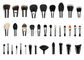 Professional  Private Label Makeup Brushes With Silver Copper Ferrule 35 pcs