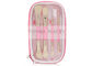 Synthetic Fiber Makeup Brush Gift Set Pink Stripe Zipper Case