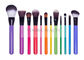 Vegan Synthetic Blending Brush With Rainbow Color Wooden Handles Synthetic Contour Brush