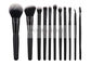 Balck White Top Taklon Synthetic Makeup Brushes With Classic Gloosy Black Ferrules