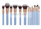 Rosy Gold Taklon Synthetic Hair Makeup Brushes With Blue Handlle