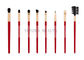 Beautiful Red Vegan Synthetic Hair Makeup Brushes With Gold Ferrules