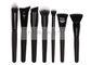 Black White Hair Tip Taklon Synthetic Hair Makeup Brushes With Glossy Black Ferrules