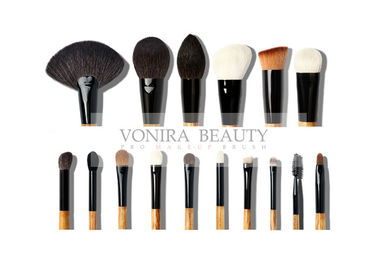 Super Soft 16Pcs Natural Animal Hair Makeup Brushes Set With Wood Handle