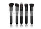 5 PCS Elegant Black Kabuki Facial Makeup Brush Set With Dual Tone Vegan Taklon