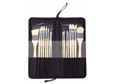 Artist Professional Body Paint Brushes Set With Carrying Case 16Pcs Watercolor Oil Acrylic Painting Brushes