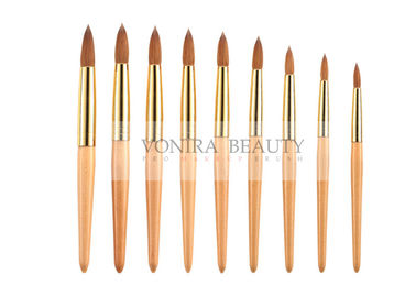 3D nail art paint brushes Set With Gold Ferrule And Wood Handle