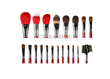 Gorgeous Ultra Soft Makeup Brushes 20Pcs Goat Sable Pony Hair Brushes With Glossy Red Handle