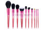 Red Tapered Synthetic Hair Makeup Brushes With Glossy Ferrule