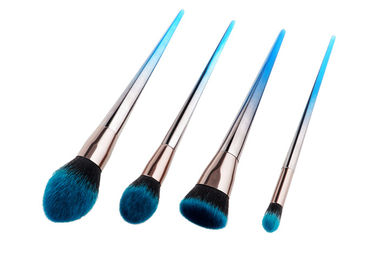 Beautiful Blue Gradient Color Synthetic Makeup Brushes Galvanized Tapered Handle