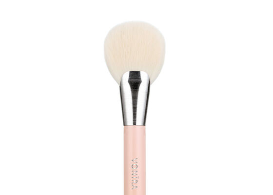 Vonira Beauty Luxury Fan Brush with Vegan Cruelty Free Taklon Synthetic Hair and Recyclable Birch Wooden Handle - Handcrafted Powder Bronzer Brush
