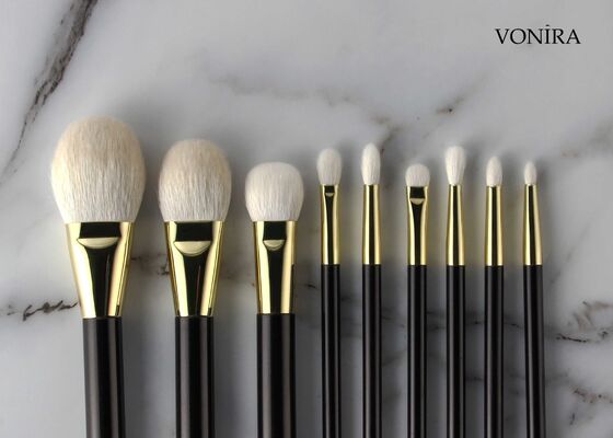 Vonira Custom Wholesales Natural White Goat Hair Flat Dark Brown Handle Eye Crease Makeup Brush
