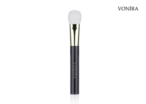 Vonira Custom Wholesale Natural White Goat Hair Flat Dark Brown Handle Cream Liquid Foundation Makeup Brush