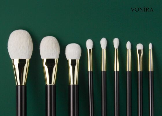 Vonira Custom Wholesale Natural White Goat Hair Flat Dark Brown Handle Cream Liquid Foundation Makeup Brush