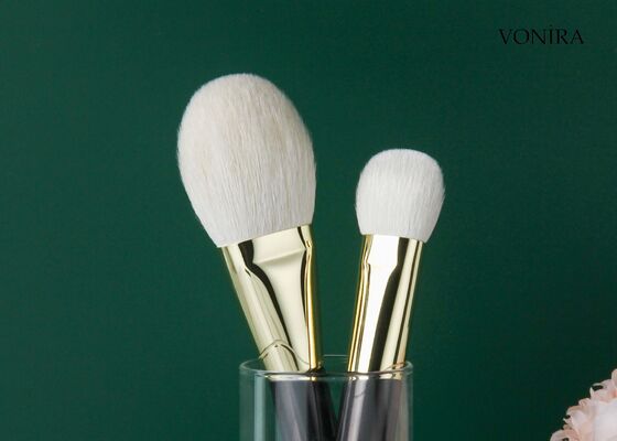 Vonira Custom Wholesale Natural White Goat Hair Flat Dark Brown Handle Cream Liquid Foundation Makeup Brush