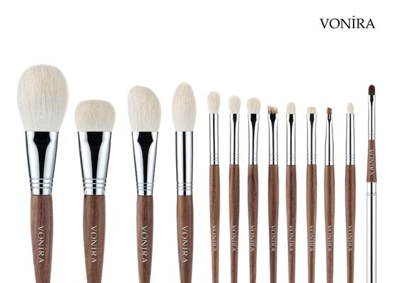 Vonira Custom Wholesale Natural White Goat Hair Brown Ebony Handle Makeup Eye Corner Brush