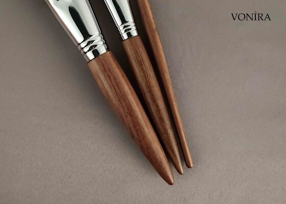 Vonira Custom Wholesale Natural White Goat Hair Brown Ebony Handle Makeup Small Eye Blender Brush