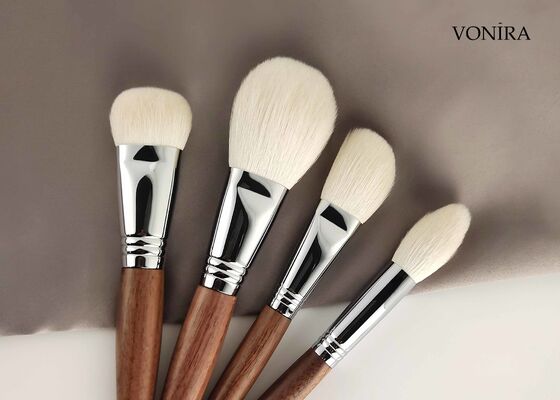 Vonira Custom Wholesale Natural White Goat Hair Brown Ebony Handle Face Makeup Highlighter Brush
