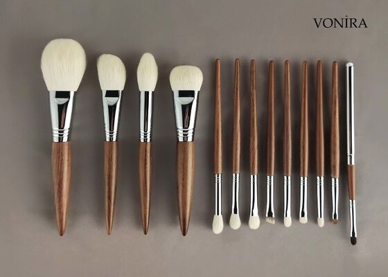 Vonira Custom Wholesale Natural White Goat Hair Brown Ebony Handle Face Makeup Contour Blush Brush