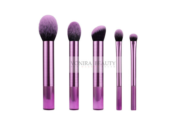 5 Pieces Synthetic Makeup Brushes With Forestry Wood Handle
