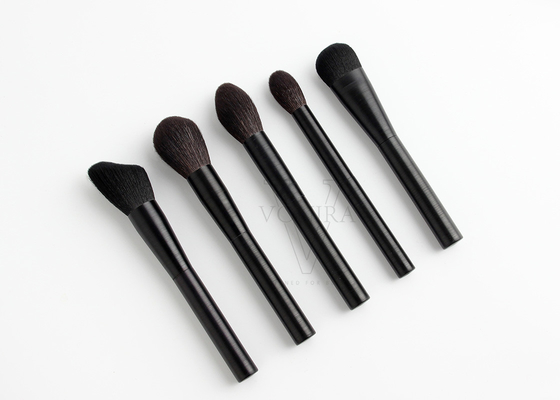 Natural Vegan Hair Makeup Brush Set 12pcs With Black Wire Drawing Metal Handle