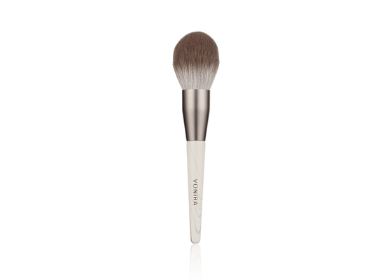 Vonira New Arrival Biodegradable Corn fiber Makeup Powder Brush With Grey Aluminum Ferrule Eco Freindly Wooden Handle