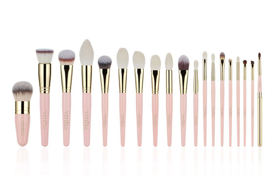 Vonira Gold Nude Pink 19 Pieces Natural Hair Makeup Artist Brushes