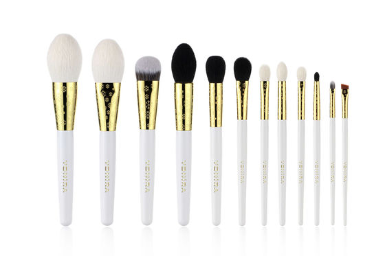 12 Pieces Luxurious Gold Natural Hair Makeup Brushes With Private Label